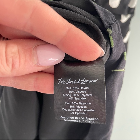 For Love And Lemons Mochi Shirred Mini Dress Black Floral Polka Print NWT XS - Picture 14 of 15